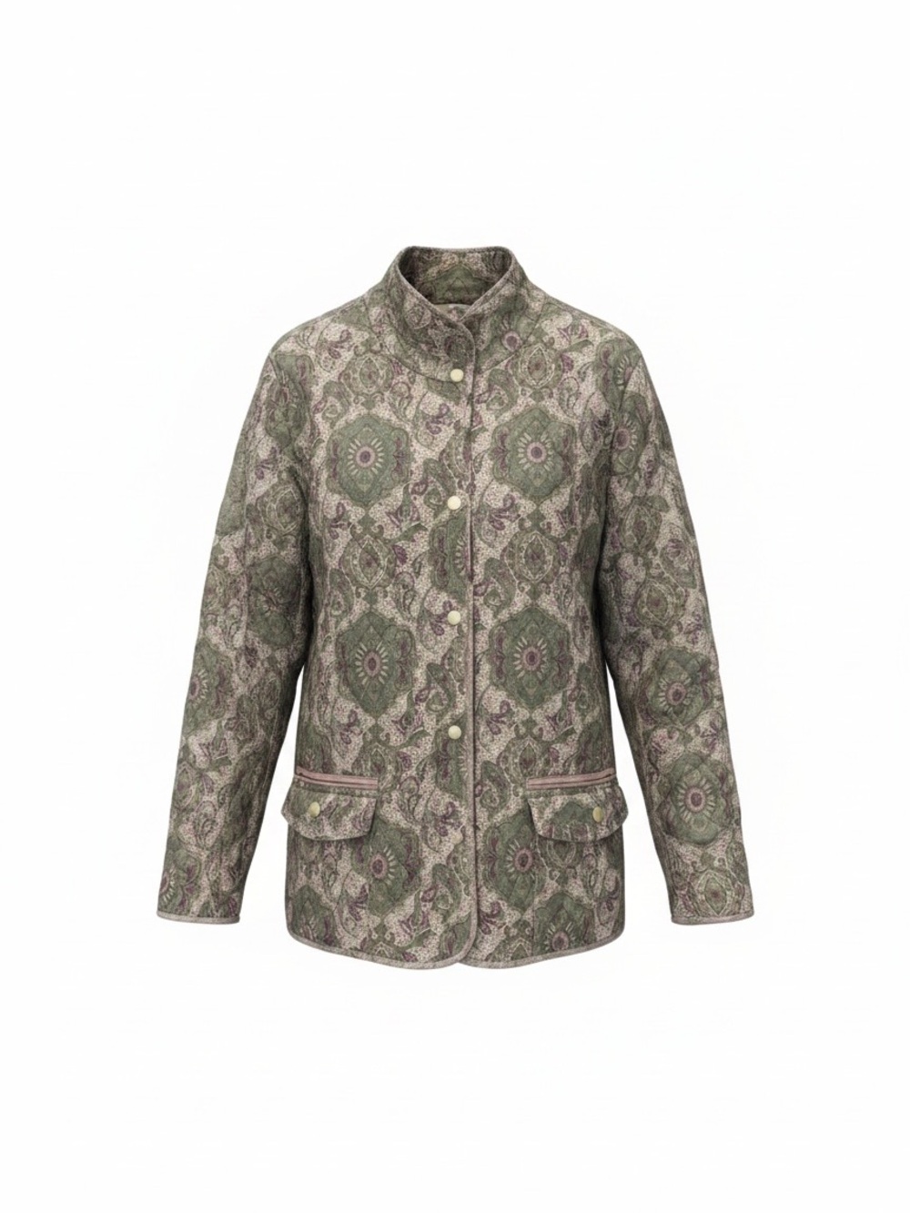 Charter Club Green Paisley-Print Quilted Corduroy Utility Jacket